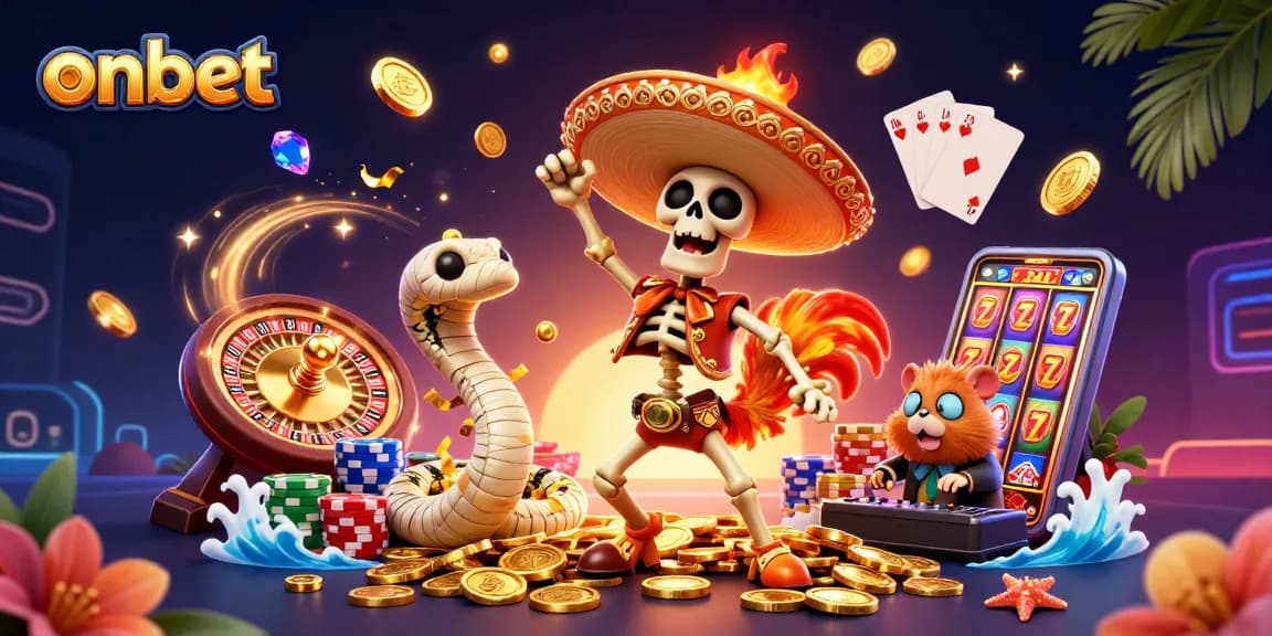 Win big with onbet’s exciting games amid cascading coins and vibrant casino action.