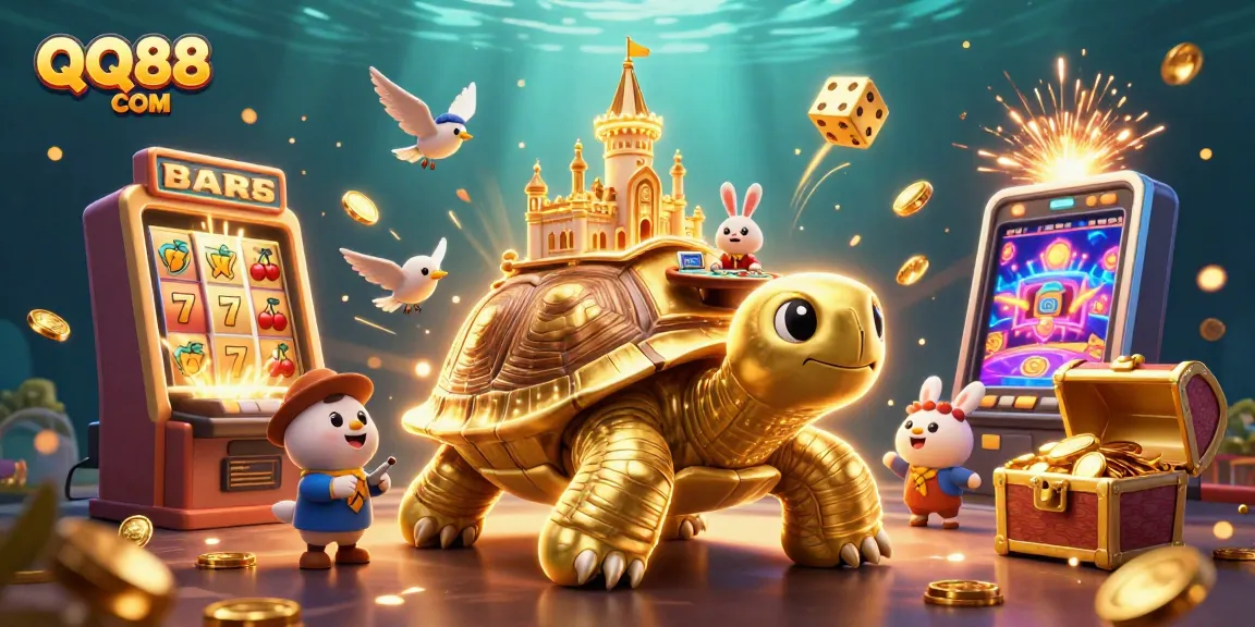 Engage with thrilling gaming action at QQ88 COM featuring a golden tortoise casino with jackpot excitement