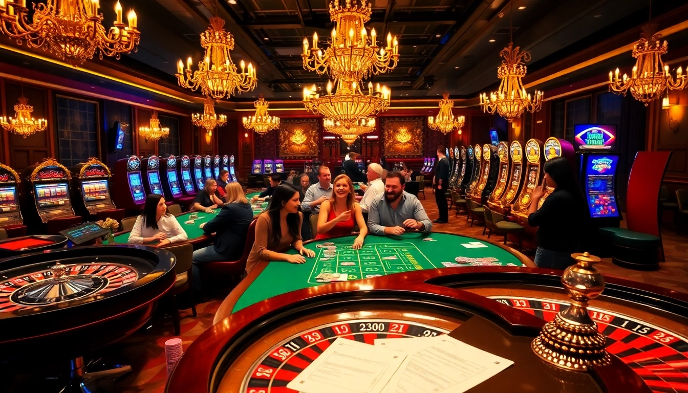Players at a luxurious casino enjoying games and betting with 789f.