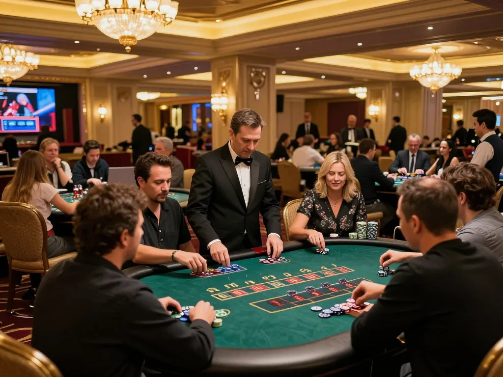 Experience the thrill of blackjack at 88aa com with players immersed in intense gameplay on a lively casino floor