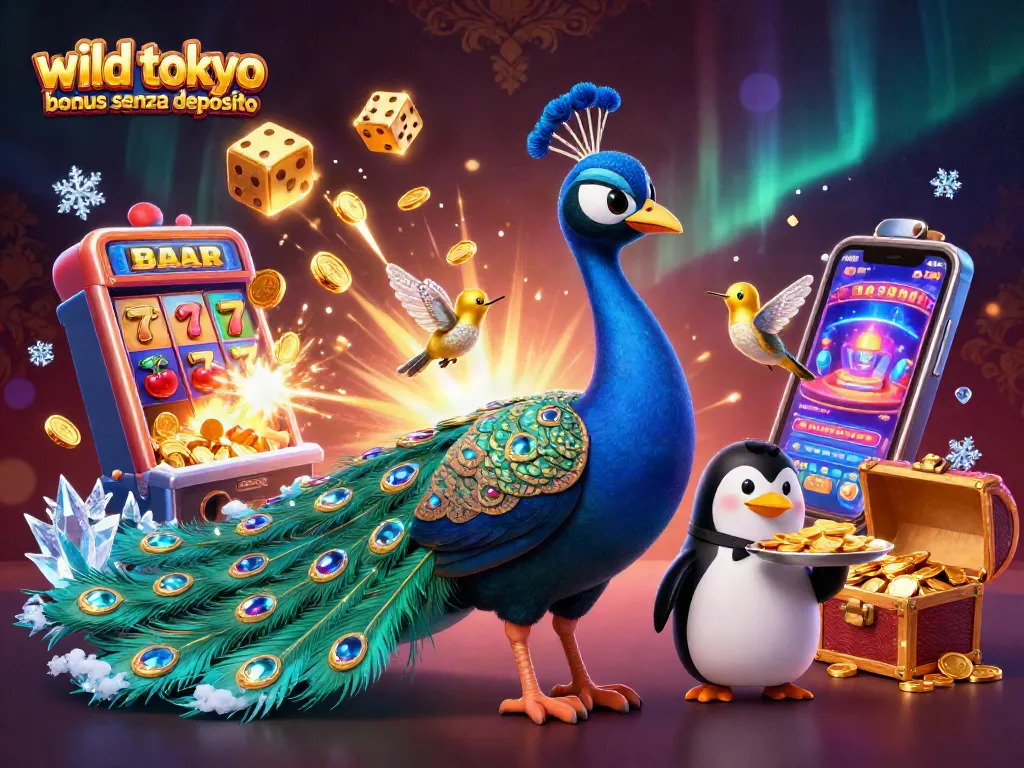 Spin to win with wild tokyo bonus senza deposito, showcasing vibrant 3D casino-themed illustration.