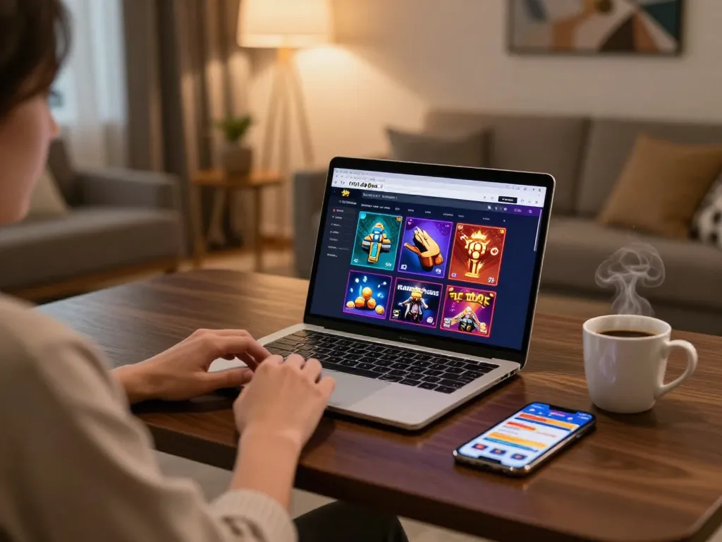 Player engaging with fly88 com online casino interface on a laptop, showcasing strategy and gameplay.