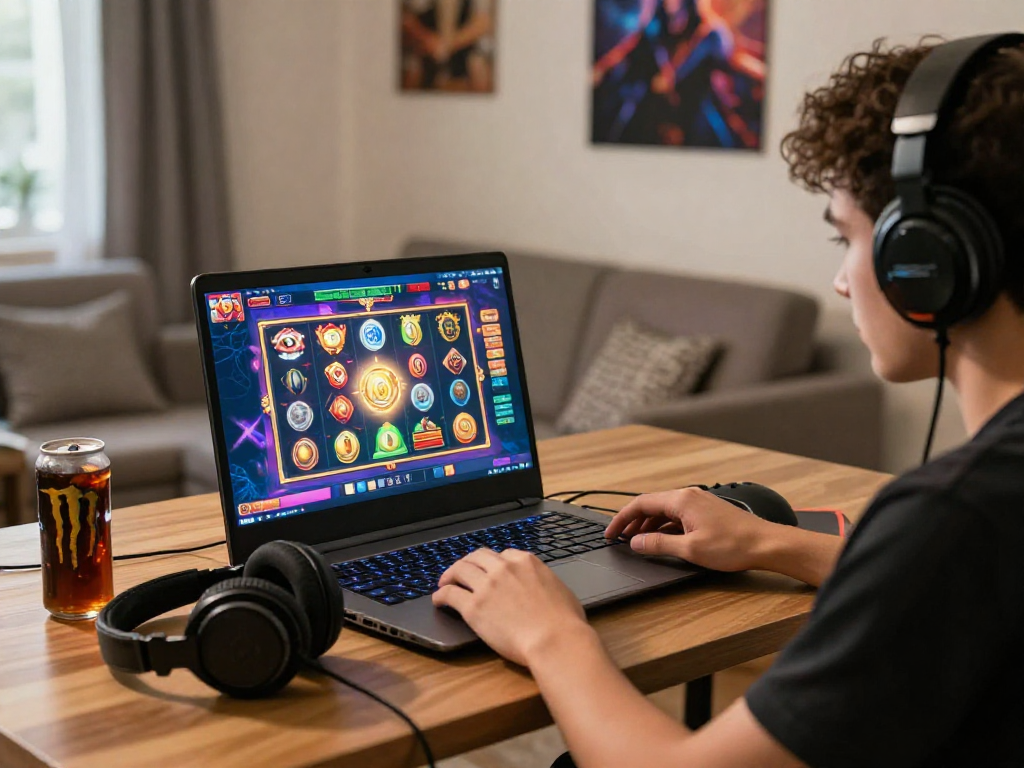 Engaged player using slot88 login to access vibrant online slot games in a comfortable home setting.