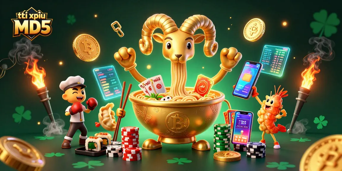 Tài xỉu MD5 showcases a thrilling casino challenge with unique characters in a vibrant scene.