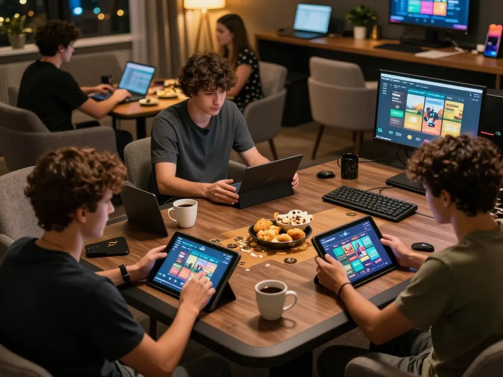 Nohu players engaged in online gaming, showcasing strategic gameplay in a cozy environment