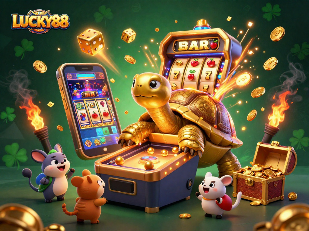 LUCKY88 brings excitement with a colossal tortoise pinball machine and a slot jackpot explosion