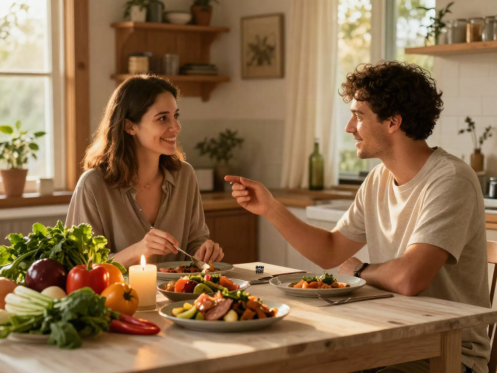 rokok88 fresh food delivery experience, couple enjoying cozy meal