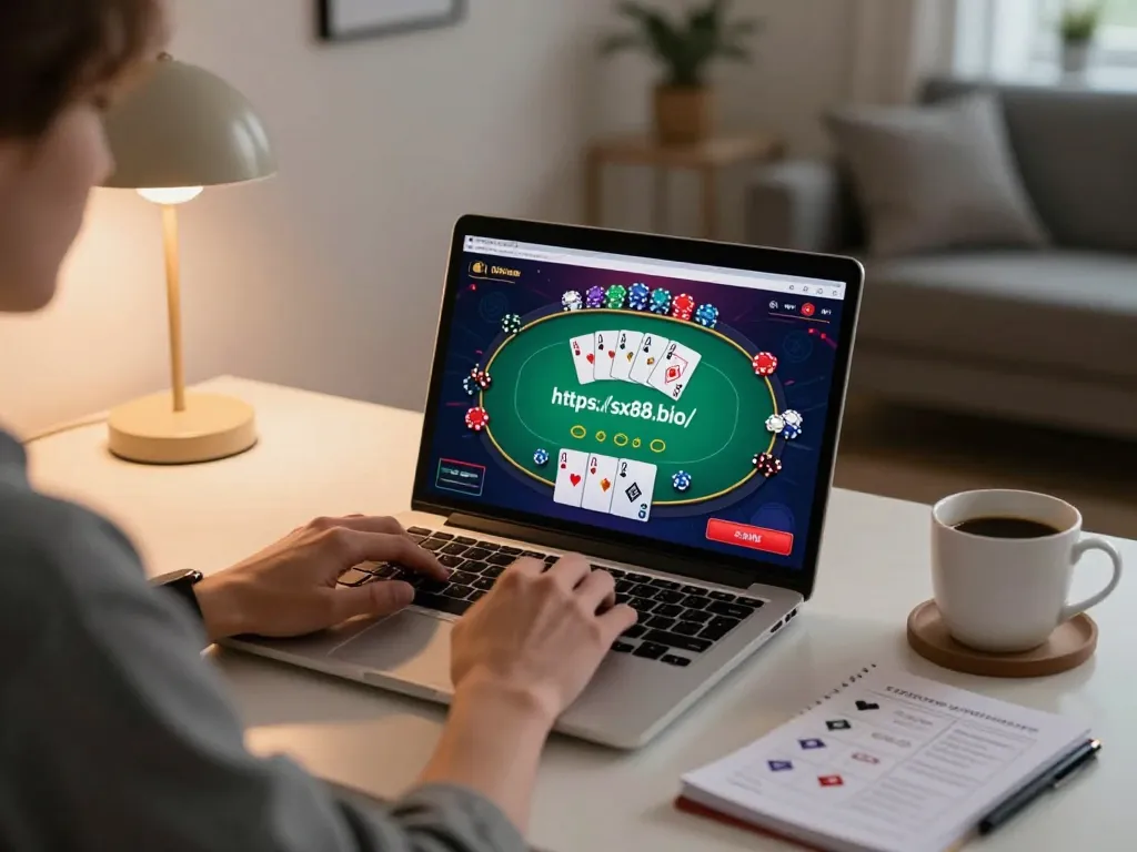 Playing poker online at https://sx88.bio/ with vibrant game interface and cozy atmosphere.