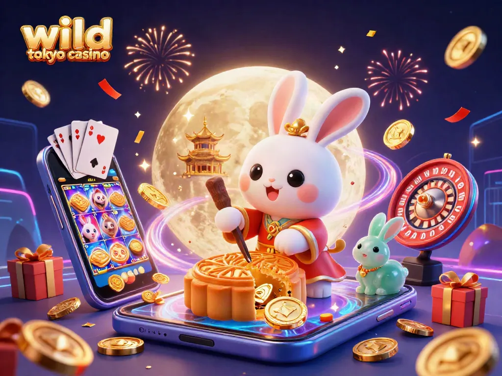 Engage with the wild tokyo casino in this vibrant 3D scene showcasing gaming excitement and celebration.